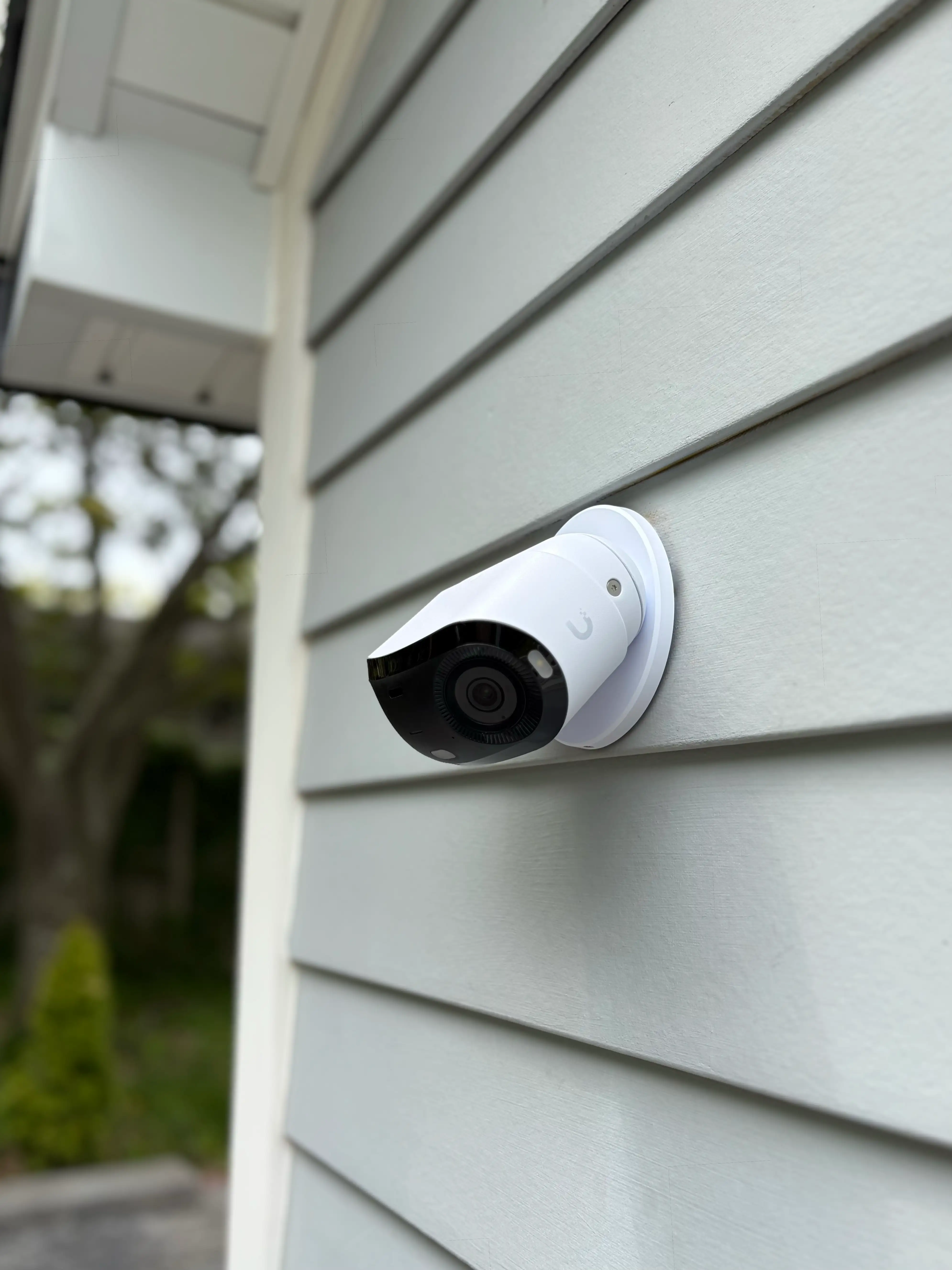 Ubiquiti UniFi Protect G6 180 panoramic security camera installed which is providing ultra-wide surveillance coverage with a single device.