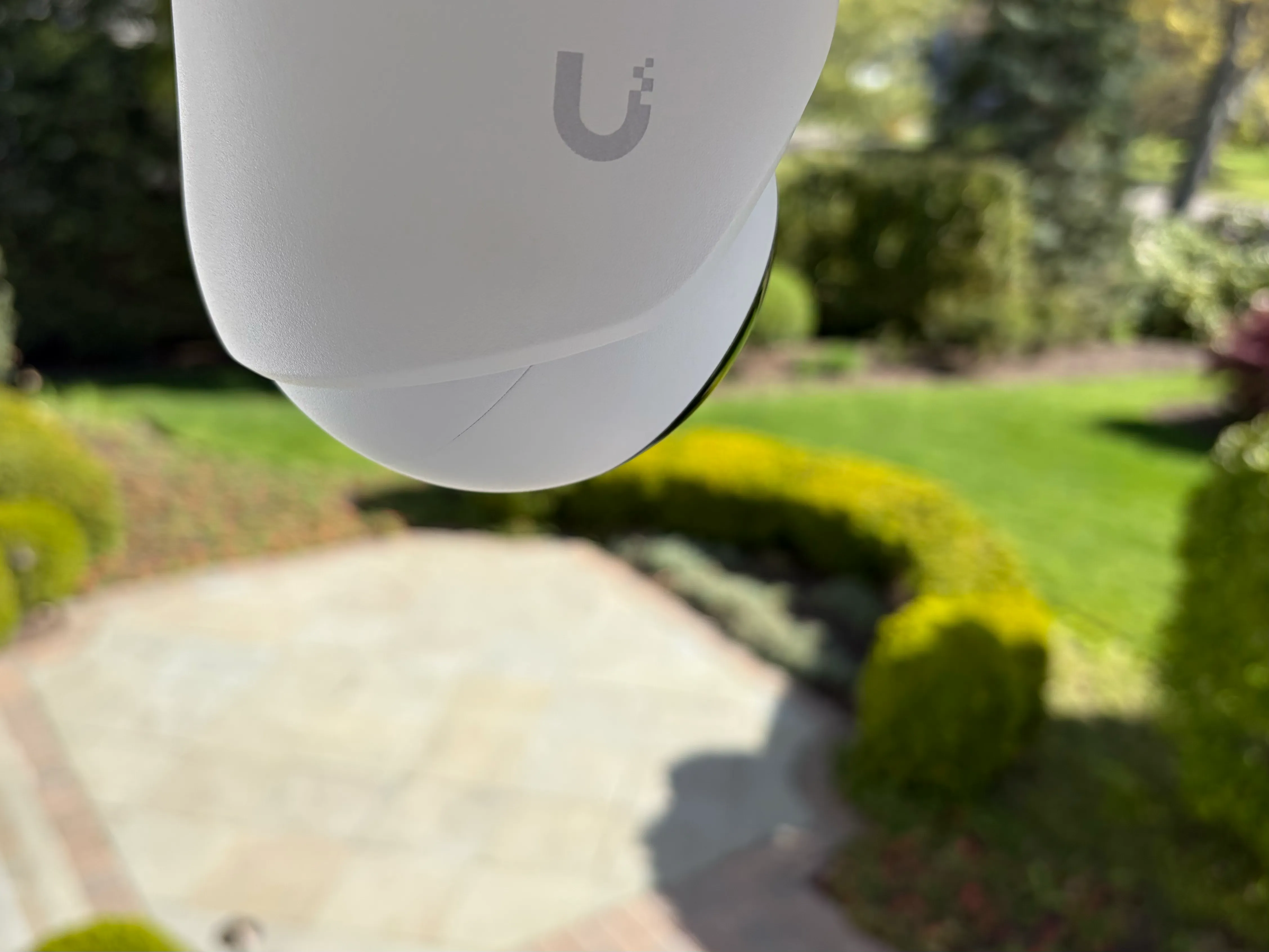 Ubiquiti G6 driveway camera with AI license plate capture and video analytics.